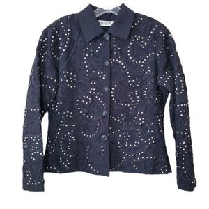 Anage Vtg  Black Jacket Embellished Size Small